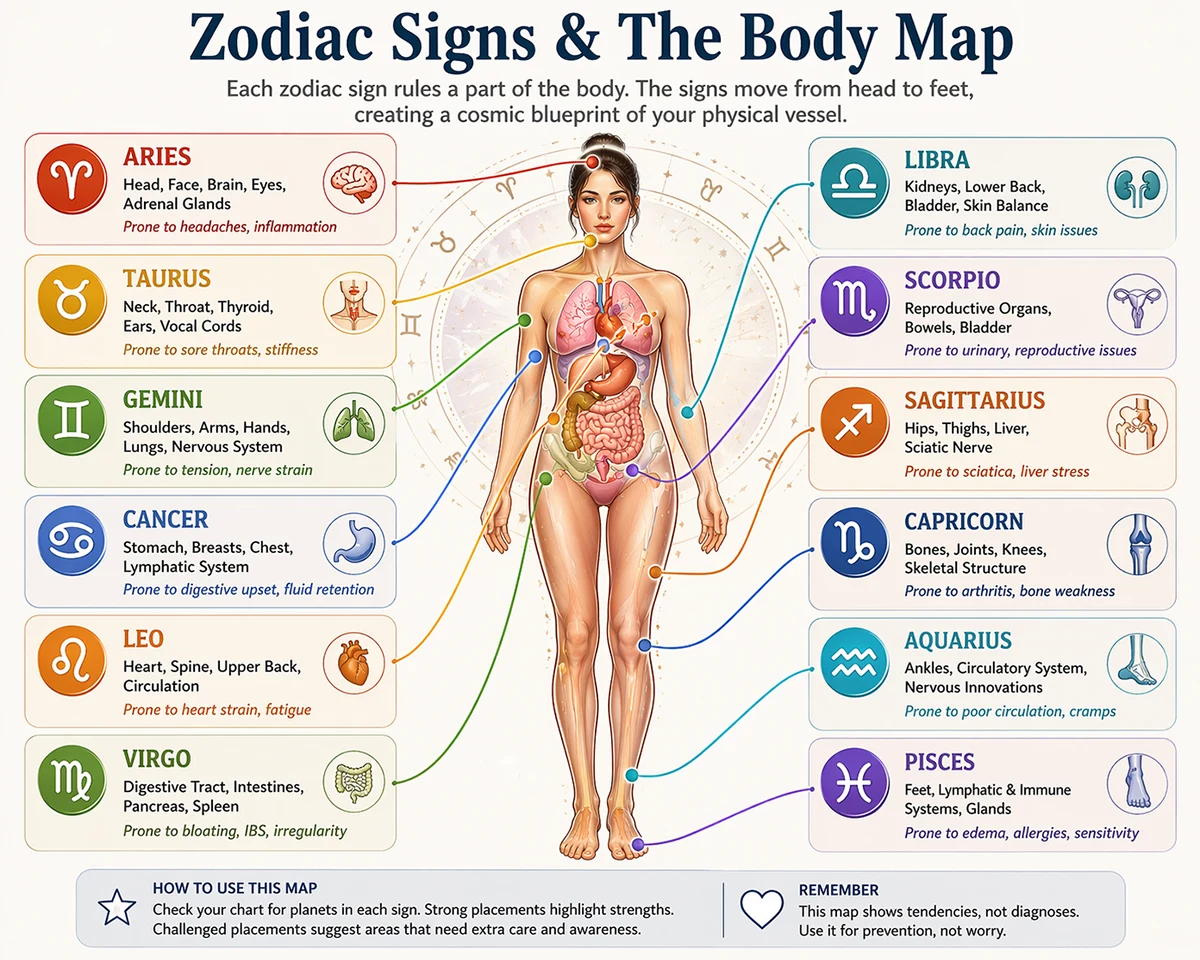 Planetary and Zodiacal Correspondences to Organs and Body Systems